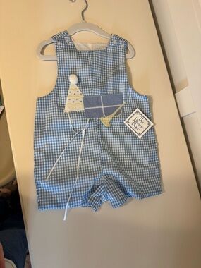 The Bailey Boys Blue Gingham Baby One-Piece Romper